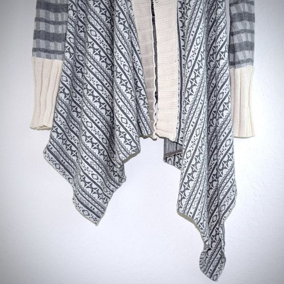 Anthropologie Tiny Intarsia Fair Isle Open Cardigan S Cotton Gray Long Sleeve - Picture 4 of 7